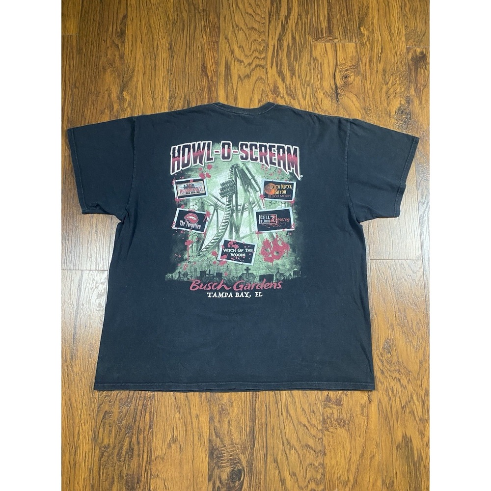 Howl O Scream Busch Gardens Tampa T Shirt Size XL Unisex‎ Black The Forgotten
